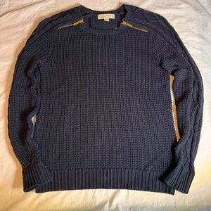 Michael Kors Cotton Zip Detail Sweater, Navy